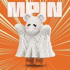 Halloween Themed Bear Creative Building Blocks Toy, Cute Decorative Gift for Boys and Girls, Unique Home Decor for Halloween Celebration