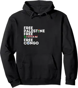 Free Palestine Free Sudan Free Congo Unisex Pullover Hoodie, Full Color