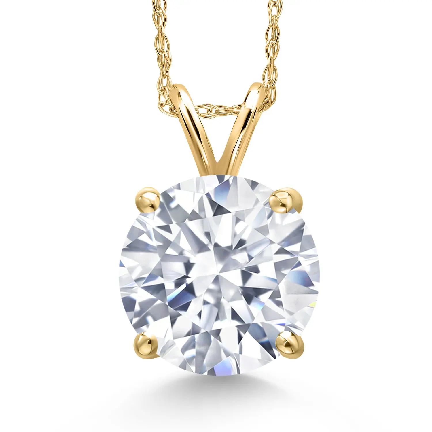 10MM Round Gemstone Birthstone Pendant Necklace For Women | 10K Yellow Gold | Gold Necklace for Women | With 18 Inch Chain | Fine Jewelry Gift for Her Mom Wife