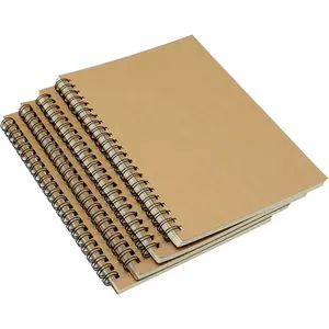 Spiral Notebook, 4 Pcs A5 Brown Craft Softcover 8mm Ruled 60 Sheets -120 Pages Journals for Study and Notes (4PCS Brown Lined)