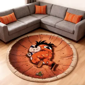 Modern Creative Anime Character Print Carpet, Plush Fluffy Round Rug for Living Room Bedroom Balcony, Easy to Clean Large Area Mat