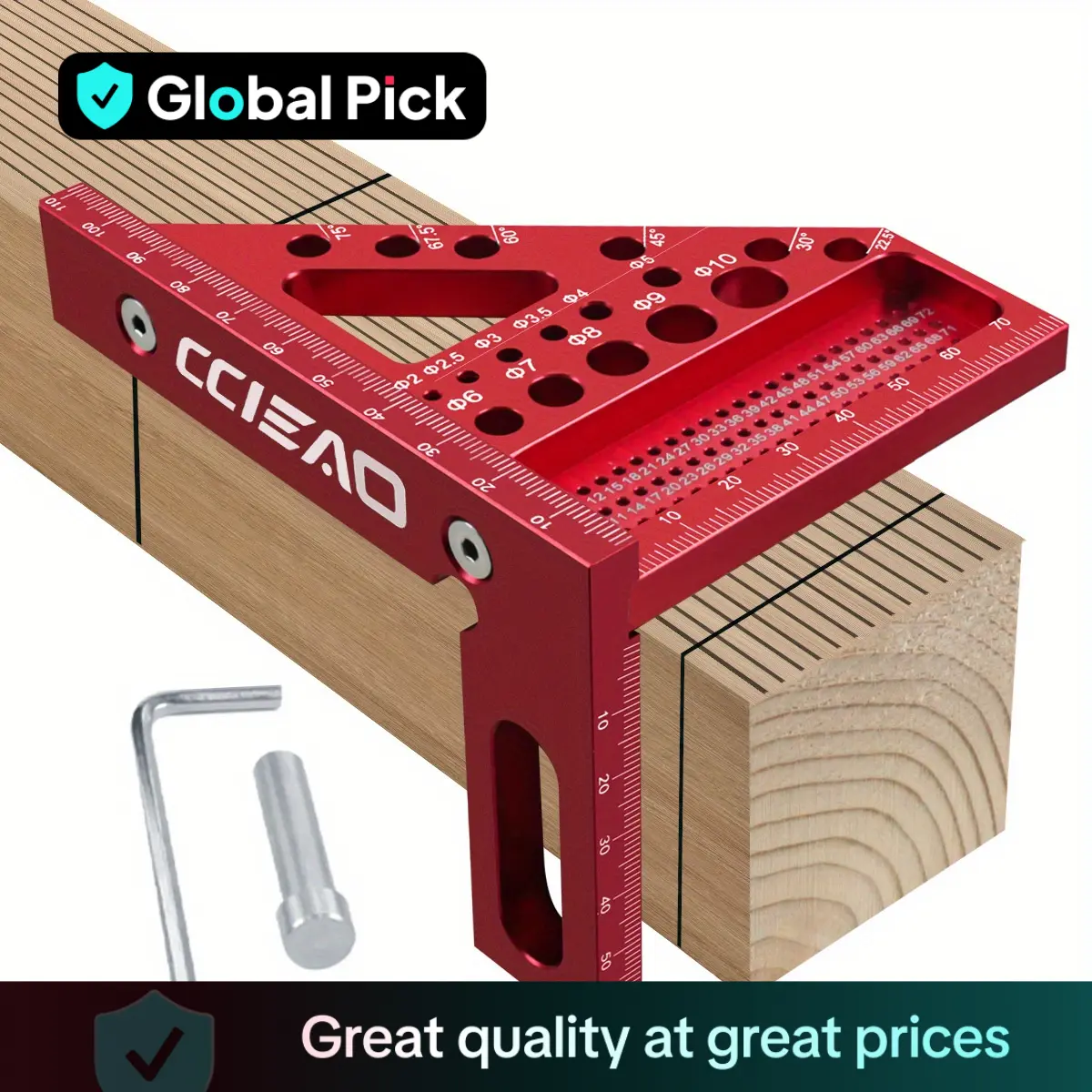 3D Multi-angle Carpenter Square Scriber, Drawing Line Ruler, High Precision Woodworking Square Protractor for Carpenters, Construction, Craftsmen and