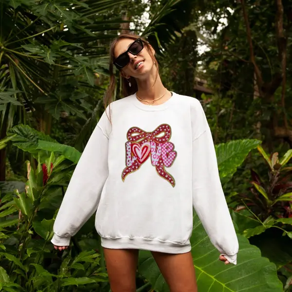 LOVE Bow Sequin & Chenille Iron-On Patch | Valentine Heat Transfer Appliqué