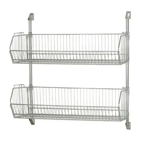 Quantum Storage Adjustable Chrome Metal Wire Basket Cantilever Wall Mount Rack Organiser for Home Supplies - 14 w x 36 l x 9 h in., High Visibility, Model CAN-34-1436BC-PWB