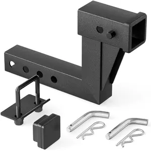 【Yzona】2-Inch Carbon Steel Tow Hitch Extension Riser, Adjustable Multi-Size (5in, 6in, 8in, 9in) with 6.6in Rise/Drop, 7500 lbs Weight Bearing Capacity, Solid Tube, Includes Bolt, Nut & Clip, Matte Black