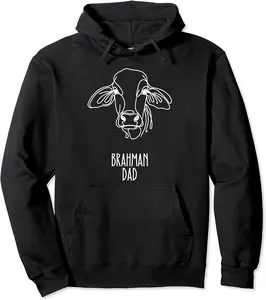 Line Art Best Cow Dad Men - Brahman Pullover Hoodie - Nafeesaami Shop 88B0CX48244B