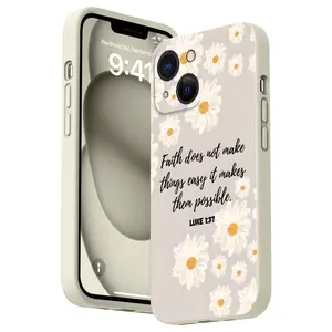 Straight Edge Daisy Sacred Texts Pattern Phone Case for iPhone 16 15 14 Pro Max 13 12 11 XR XS Plus Shockproof Non Slip Military-Grade Protection Silicone Cover
