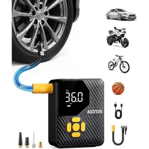 150 PSI Tire Inflator Portable Air Compressor L7 Mini | Fast Inflation, Cordless, Air Pump with LED Light &Pressure Gauge, Auto Shut-Off, for Cars, Motorcycle, Bicycle, Ball, Orange