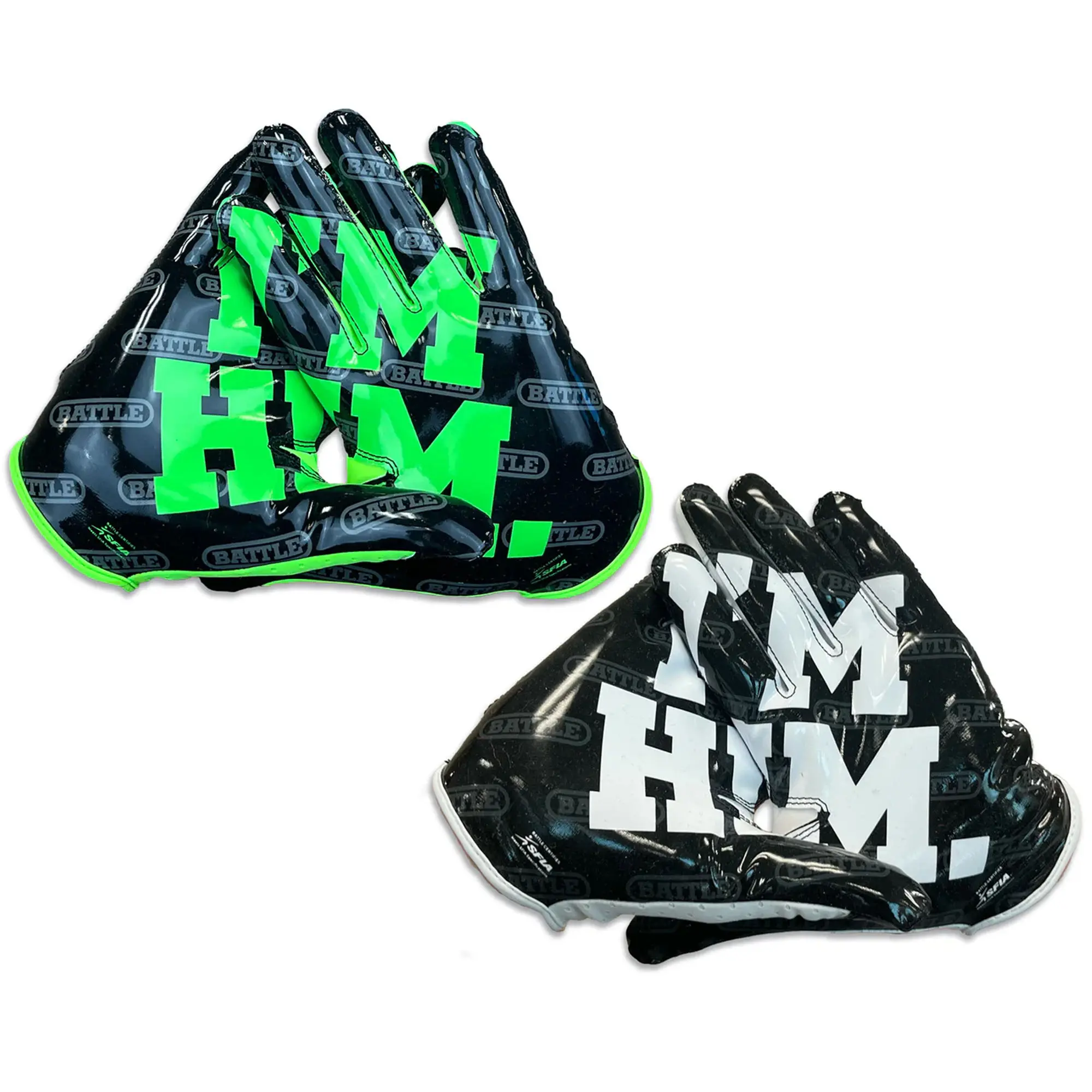 Battle Sports Adult "I'M HIM" Doom Speed Receiver Football Gloves, SFIA-Certified Football Accessories for Adults with Second Skin Feel, Precision Fit, Superstick Grip, Meets SFIA Standards