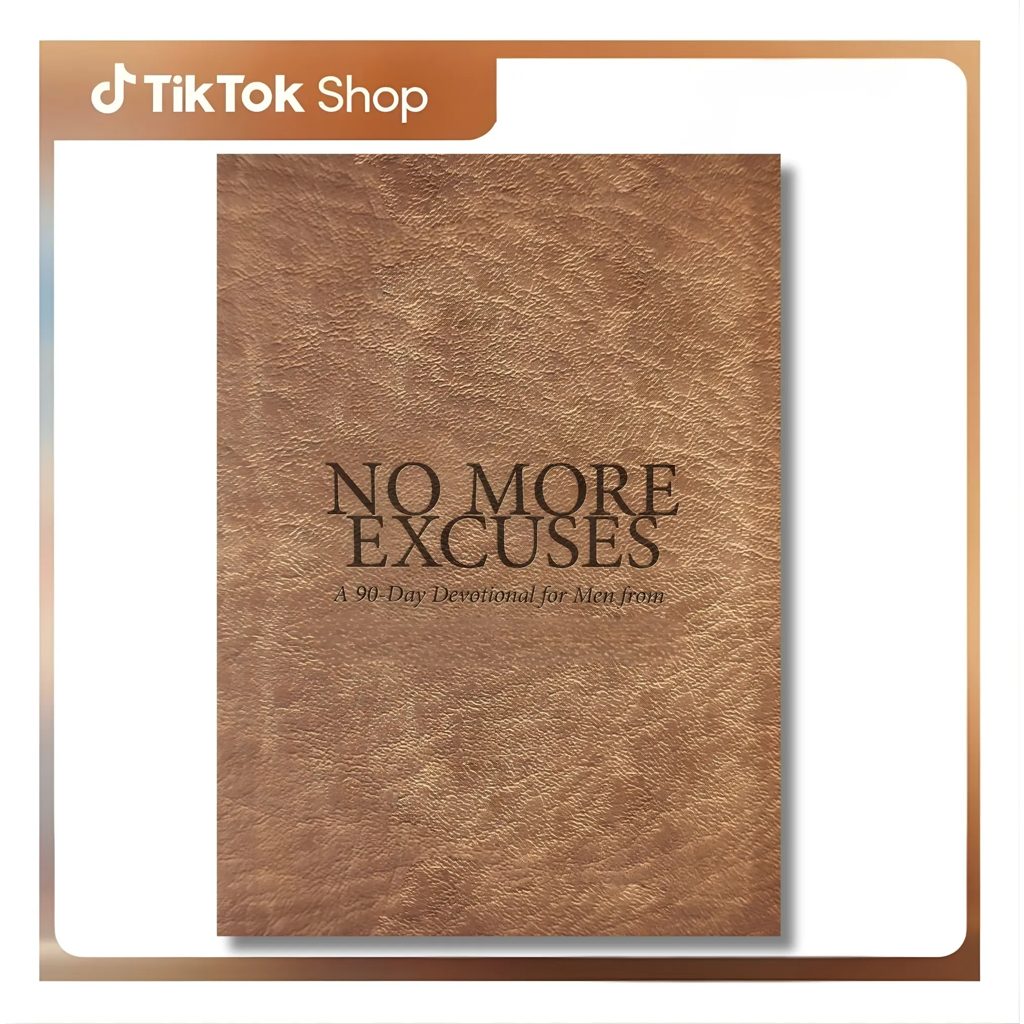 90-Day Men's Devotional Hardcover Faux Leather Journal - Tony Evans - No More Excuses