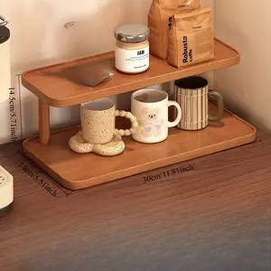 Multifunctional Cup Holder Storage Rack, Desktop Display Shelf for Coffee Cups, Coffee Bar Storage, Vintage Style Multi-Layer Organizer, Home Decor