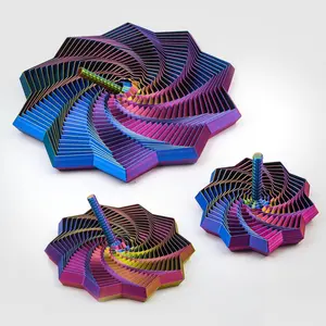 3D Printed Expanded Sensory Fidget Star with Handle, Colorful Fractal Hexagon Whirling Spiral Star Shaped Fidget Toys for Stress-Relief, Gifts for Holiday, Christmas, Birthday