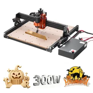 CNC Router Machine, 300W Spindle, 3-Axis Wood Engraving Milling Machine, 15.75 x 15.75 x 2.36 in Working Area, Offline Controller, Aluminum Alloy Frame, Suitable for Wood and Acrylic Carving and Cutting