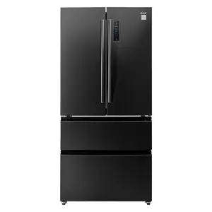 VEVOR French Door Refrigerator, 18.9 Cu. Ft. Kitchen Fridge, Counter Depth French Refrigerator with LED Display and 4 Casters, Frost-Free Bottom Freezer Refrigerators for Home Commercial Use, Black