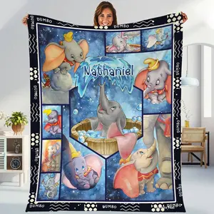 Elephant Dumbo Blanket | Dumbo Fleece Blanket | Magic Kingdomn Dumbo Birthday Gifts Dumbo Christmas Blanket