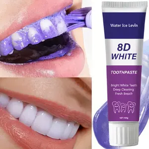 Water Ice Levin Snow Toothpaste 100g Purple Whitening Toothpaste with Twist Cap Soft Tube for Clean Teeth Oral Brightening Cleansing Coffee Daily