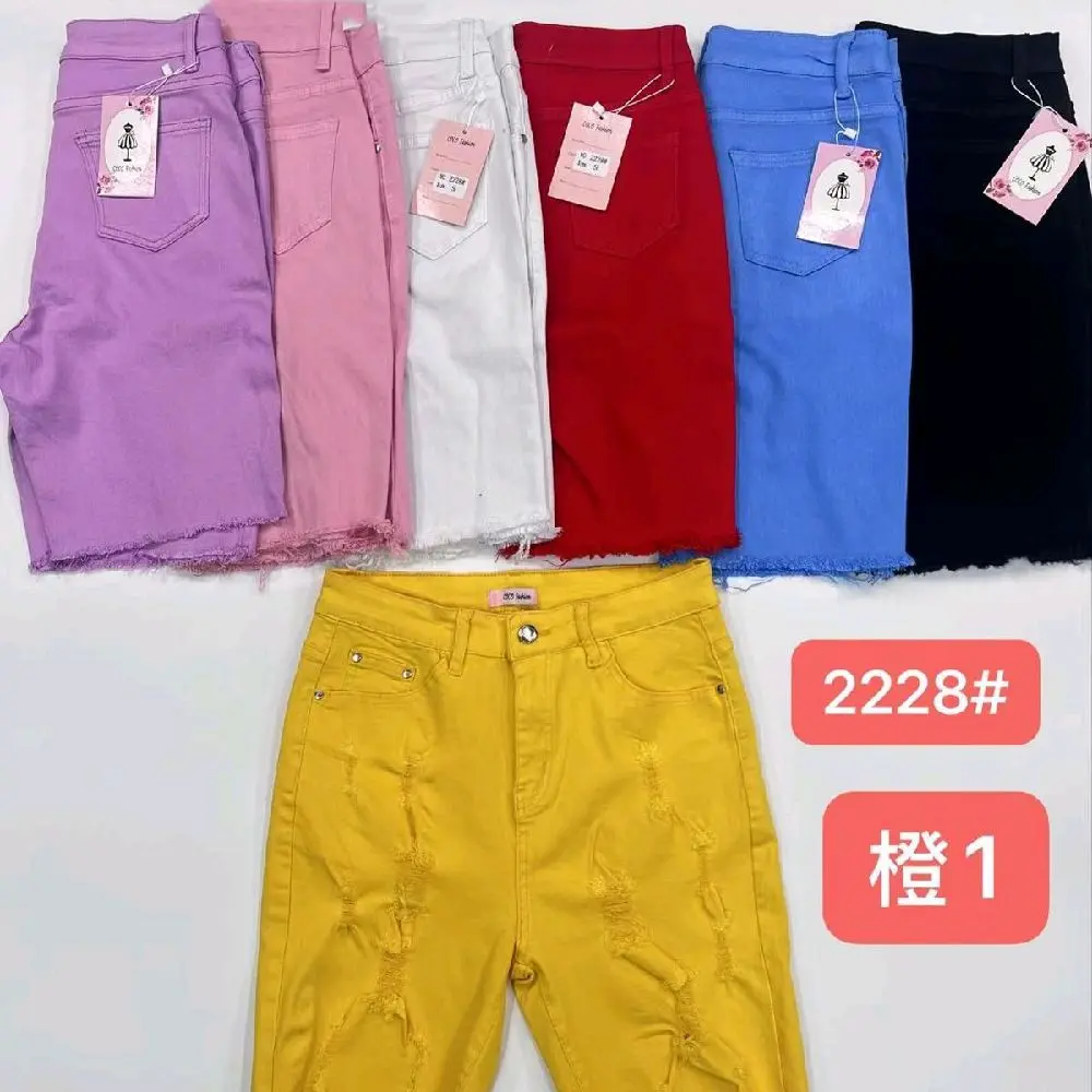 Short Jeans 2228# - Available in Multiple Colors Including Purple Pink White Red Blue Black and Yellow Womenswear