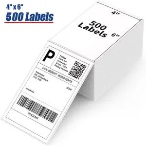 4x6 Thermal Labels, Shipping Stickers, 500 Labels/Fanfold Perforated, Compatible with Rollo, Zebra, iDPRT, Munbyn & More Direct Thermal Printers, Strong Adhesive, Multipurpose Small & Medium Business