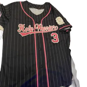 Kingdom Clothing Holy Warrior Jersey Breast Cancer Awareness Edition Black with Pink Stripes Number 3
