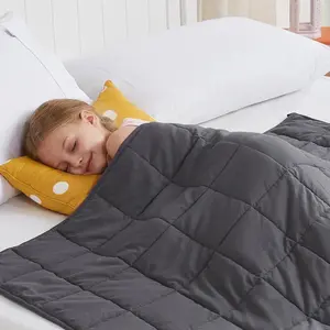 Weighted Blanket (7lbs, 40"x 60", Grey) Heavy Blanket for 60-80lbs, for Cooling & Heating with Premium Glass Beads, Thick All-Season Blanket