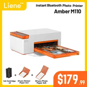 Liene Amber M110 Bluetooth Photo Printer 80 Sheets, Photo Printer for iPhone, Thermal Dye Sublimation, Picture Printer 60 Sheets 4x6 Paper & 20 Sheets 3" Square Sticker Paper & 2 Cartridges, New Arrivals,TechVibes