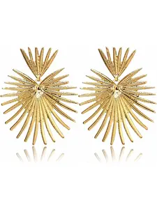 Gold Statement Earrings for Women Exaggerated Geometric Earrings Fashion Big Gold Dangle Earrings Twisted Rectangle Heart Leaf Flower Chunky Gold Drop Earrings Jewelry for Women Fashionable Jewelry Accessories Trendy Jewelry