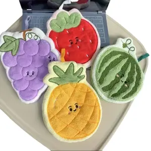 Set of 4 Fruit-Themed Hand Towels Highly Absorbent Fast-Drying for Kitchen Bathroom with Hanging Loops Playful Patterns Ideal Gift Option
