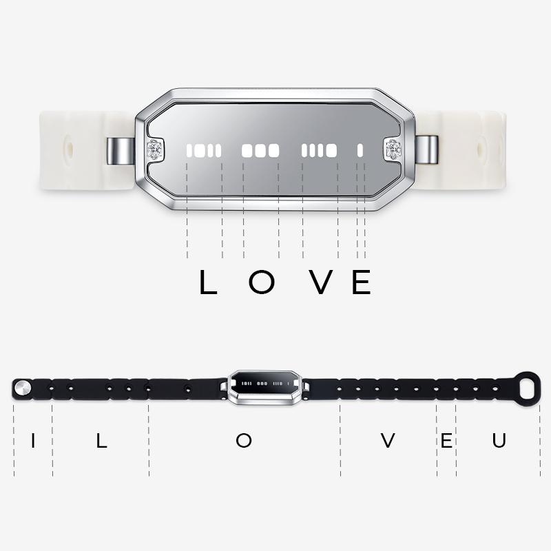 totwoo Morse Love Long Distance Touch Bracelets with Silicone Remote Vibration & Flash Sync Love Connect Gift for Couples Sun&Moon Women Jewelry