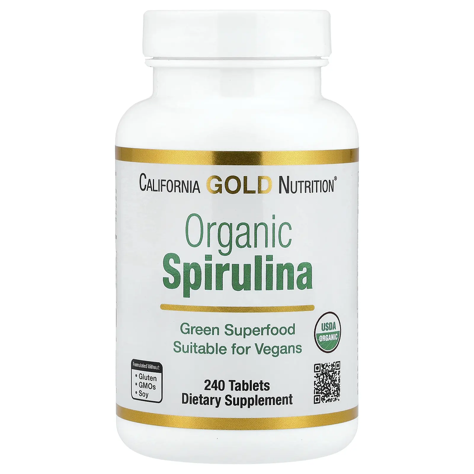 California Gold Nutrition Organic Spirulina, 240 Tablets (500 mg per Tablet)