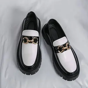 Men's Height-Increasing Bit Loafers Gloss Black Driving Shoes Breathable Leather Slip-Ons for Business Casual Office Footwear Men Shoes Work Boy Closed ComfortDressShoes ElevatedRouteStyle Soft Flat Design Active Slipon