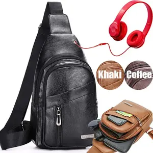 Mens Backpack Leather Sling Bag Chest Shoulder Fanny Pack Crossbody Sport Travel