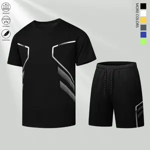 Men’s summer casual set, solid-color crew-neck short-sleeve T-shirt and shorts, classic sportswear, comfortable everyday outfit