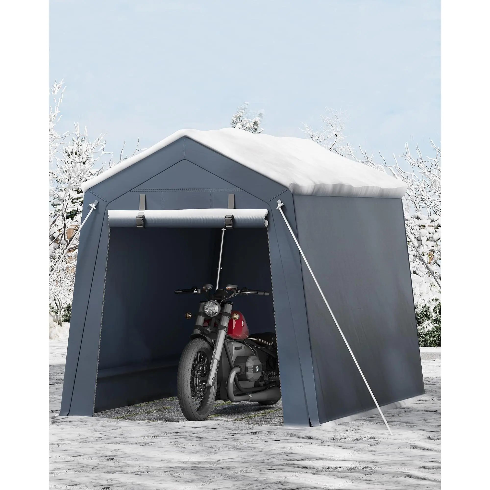 6'×6' Heavy Duty Portable Storage Shed Tent - Outdoor Shelter with Roll-Up Door, Waterproof Bike/ATV/Motorcycle Garage, All-Weather Shelter Tent