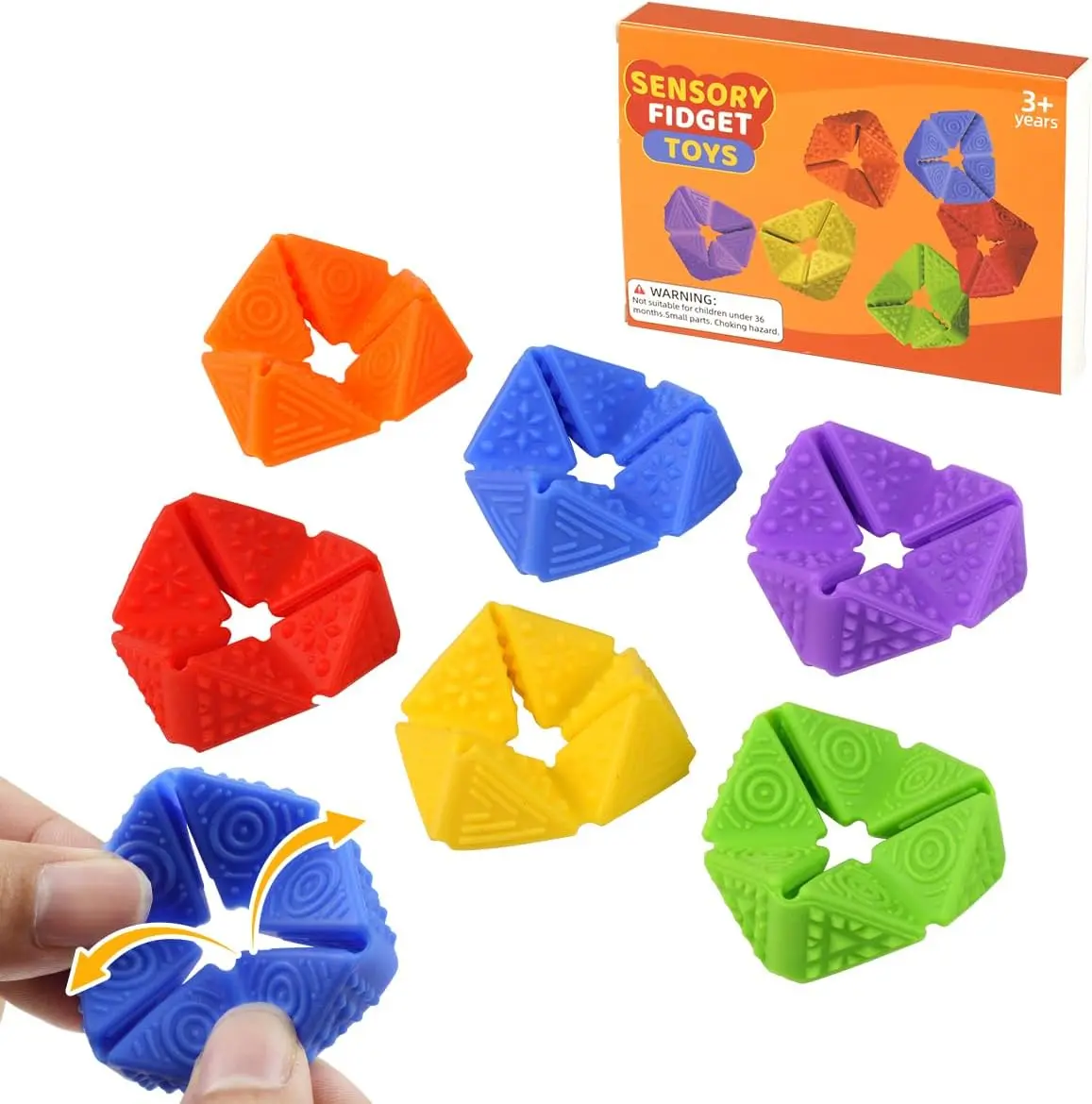 Sensory Fidget Toys 6 Pack Silicone Flip Cubes Quiet Textured Stress Relief Gadgets for Adults Kids with Autism ADHD Anxiety, Pocket-Sized Desk Fidgets for Office Classroom Travel, Calm Down Focus Aid