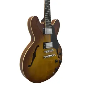 Custom Tea Burst Flame maple veneer 335 Guitar,Tune-o-matic Bridge ,Dot inlaid fingerboard