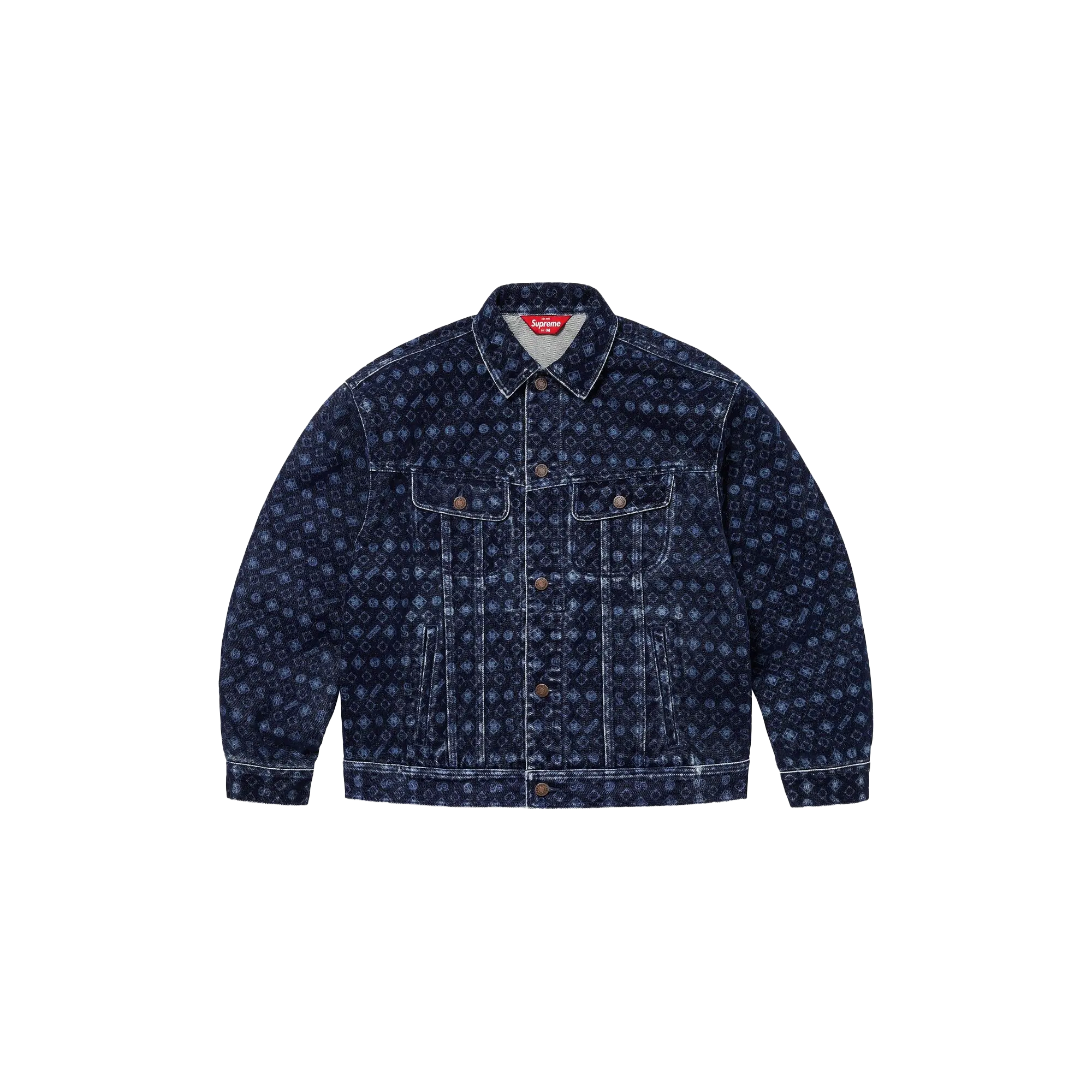 Flocked Denim Trucker Jacket "FW24 - Blue" SU25629