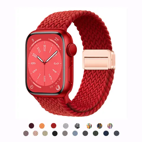 Adjustable Magnetic Stretchy Braided Loop Smart Watch Straps, Elastane Elastic Woven Nylon Casual Accessories for iWatch Ultra/2 49mm, Series 10-3, SE (38/40/41/42mm(Series 10),44/45/46mm) - Durable for Men & Women