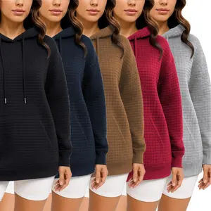 LOVE YOUSELF- Women's Waffle-Weave Hoodie Women's Long-Sleeve Hooded Sweatshirt Featuring Kangaroo Pockets Multi-Color Drawstring Basic Hoodie Essential Women's Fall/Winter Top Comfortable Women's Outerwear Jacket