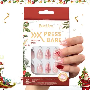 Beetles Reusable French Press On Nail Tips,  No UV Lamp Needed Pre Designed Stick On False Nails with Glue Square Almond Coffin Fall Nail Thanksgiving Gift Black Friday Winter Nail Christmas Gift