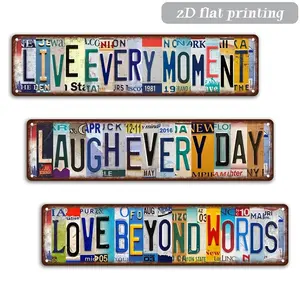 3PCS Retro Plate Letter Art Metal Sign "Live Laugh Love" Long Strip Motivational Wall Decor Street Sign Motivational Plaque For Home Office Bedroom Vintage Metal Sign Home Decor Products