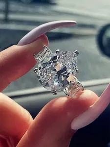 1 PC Pretty Cubic Zirconia Ring Artificial Zircon Rings For Women For Wedding Engagement Party Jewelry Valentine's Day Gift