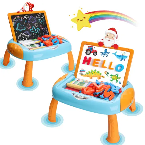 Small Erasable Drawing Board Easel for Kids - Letters & Numbers Boards, Alphabet Stickers, Easy-to-Clean Markers, Watercolor Brushes, Twistable Crayons, Sticker Cards, DIY Craft Model, High-Quality Lil' Artist Toys, Home Gift That Encourages Creativity