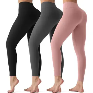 3 Pack Leggings with Pockets for Women,Butt Lift High Waisted Tummy Control Workout Yoga Pants Reg & Plus Size