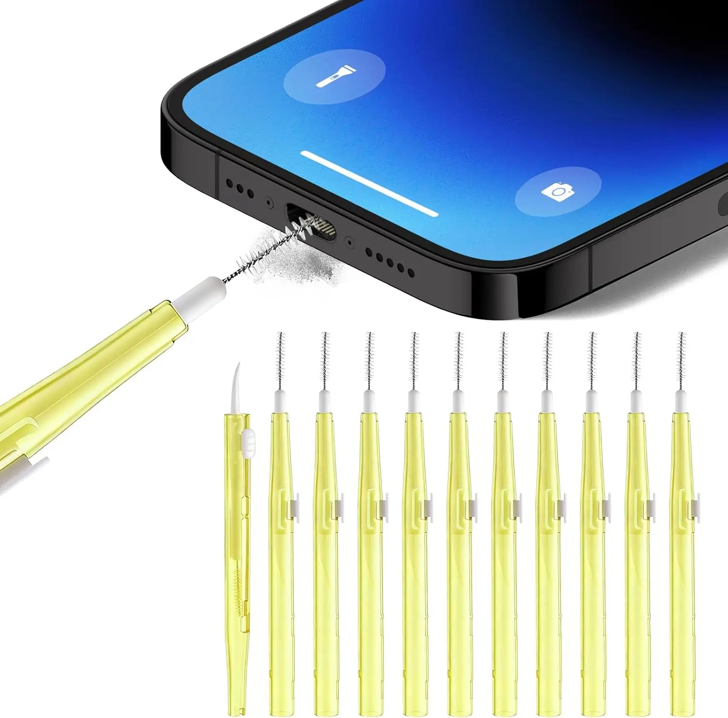 10-Piece Cell Phone Cleaning Kit with Charging Port Cleaner & Dual-Sided Anti-Clogging Nylon Brushes, Suitable for Phones, AirPods, Tablets & Other Electronics