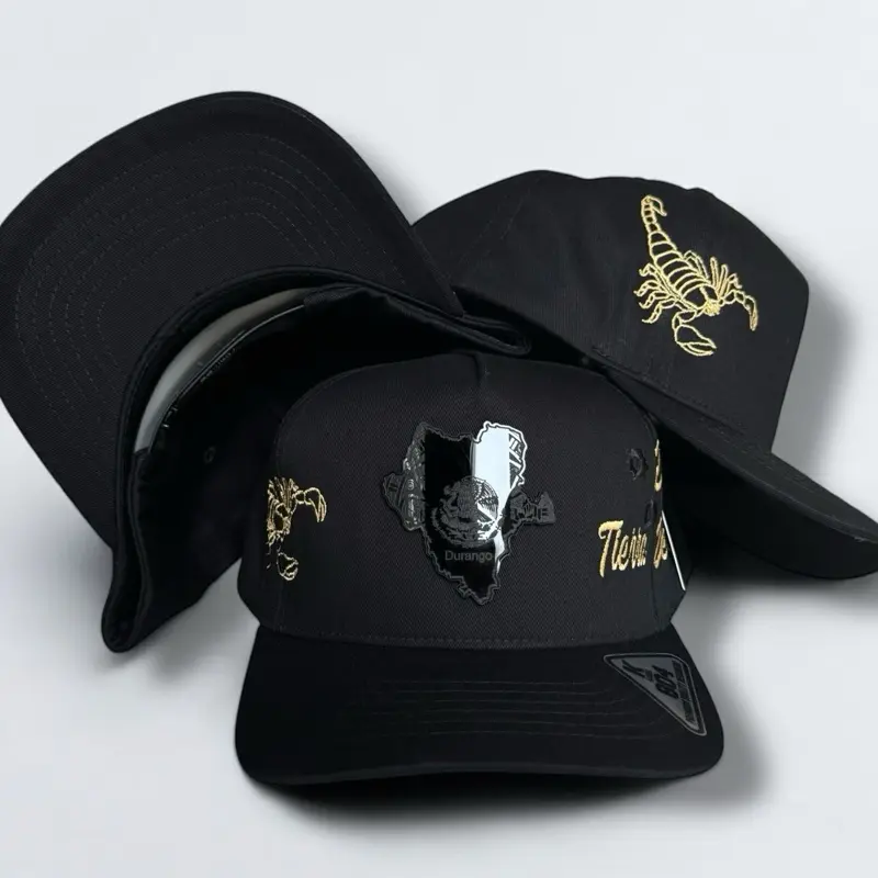 Durango Mexico Hats Black & Red SnapBack with Logo and Patch, Adjustable Fit