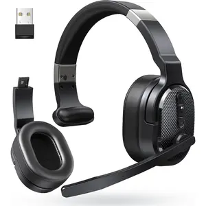 Trucker Headset, Single and  Ear  Headset with Mic for Work Noise Cancelling, 50Hrs 3 EQ  Modes Trucker  Headphones for PC, Drivers, Office, Call Center