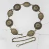 Vintage Round Shaped Embossed Decorated Chain Belts for Women, Trendy Statement Belts, Trendy Exquisite Belt, Stylish Belts, 2025 Fall Boho Style Fashion All-match Female Accessories, Brass Color Back To School Y2k Charms Accessories