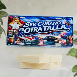Cuban Style Car Exterior Number Plate Decor Emblem Badge - 12x6 Inches, Car Accessories