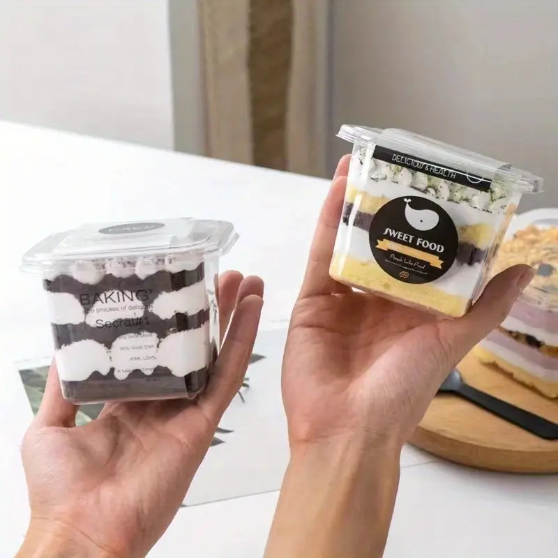 50set, Clear Plastic Layered Cake Boxes, Versatile Dessert Bento Containers for Tofu, Fruit & Mousse, Ideal for Bakery & Takeout – Durable Material for Shop Use, Premium Cake Box, Baking Supplies