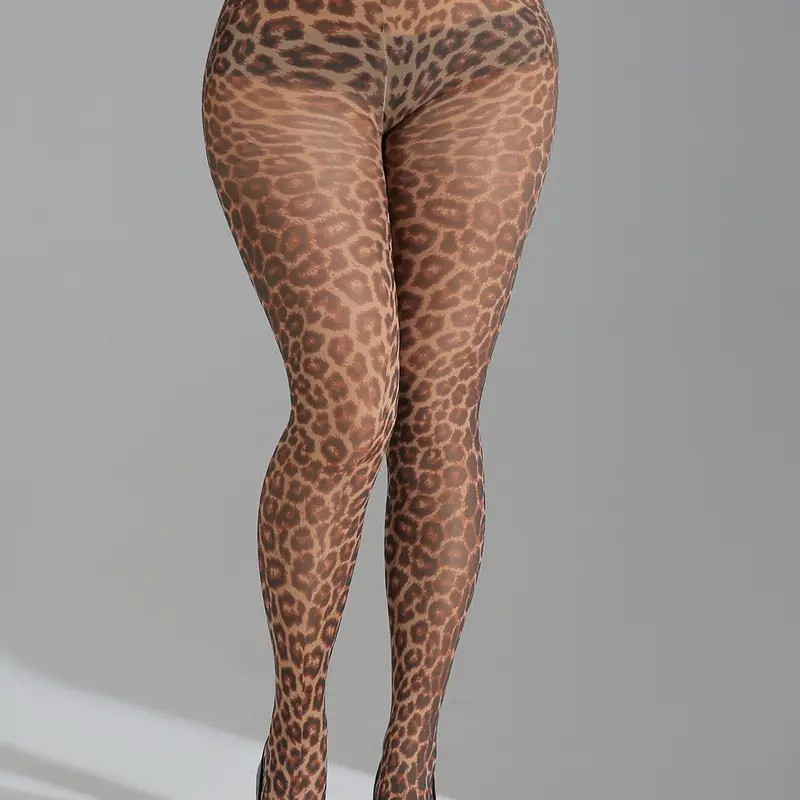 Fashion Ladies Womenswear High Elastic Fitted Leopard Print Tights, Soft Tight Fit, Stylish Sexy Skinny High Waist Leggings for Street Style, Perfect for Shopping and Outings